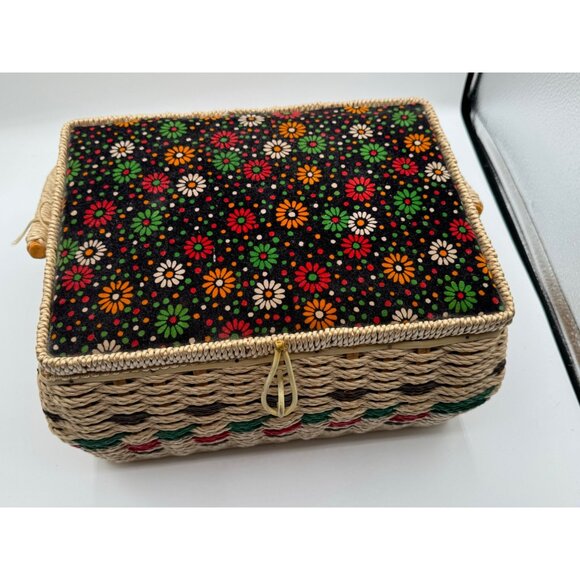 Vintage Wicker Style Sewing Notion and Tool Box - Picture 1 of 11